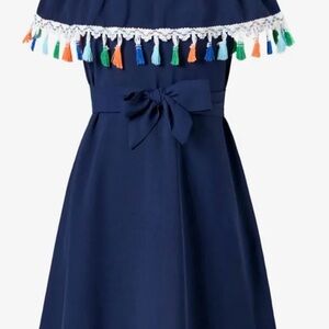 Navy Blue Kids Dress with Colorful Tassels. Matching mommy and me from Patpat.